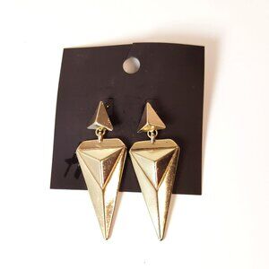 Vintage Y2K H&M Geometric Silver Tone Dangle Drop Earrings Triangle Design